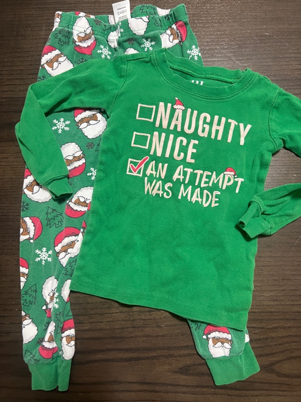 The Children's Place Green 'An Attempt Was Made' Holiday Pajama Set